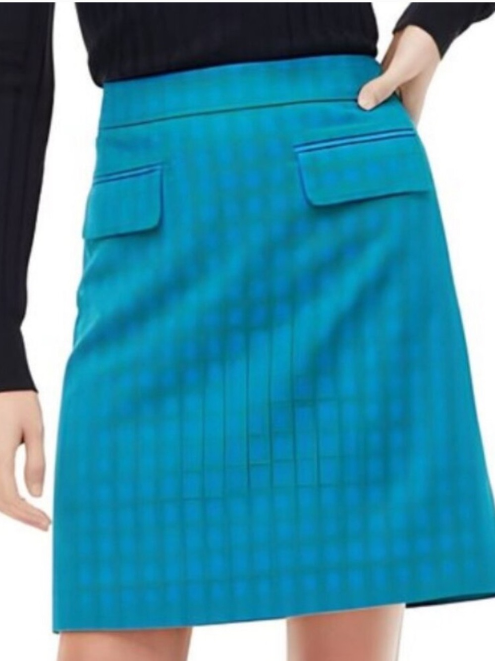 J. Crew Blue-Green Plaid A-Line Skirt - Picture 11 of 11